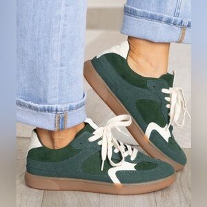 Blowfish Forest Green Suede Sneakers with Cream Details